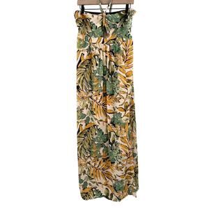 REWIND Dress Juniors SZ Extra Large Halter Strapless Tropical Palm Travel Beach